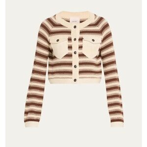 Cinq à Sept Brown and Cream Striped Sweater